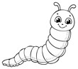© Kateryna Hurzenkova - Cute Happy Caterpillar Illustration with Simple Outline Cartoon Style Great for Children's Coloring Books and Educational Materials