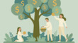 © AS_StockNation - Family harvesting money from a tree, symbolizing financial growth and investment
