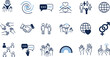 © AVII. - Community support and teamwork outline icon set diversity communication unity charity global connection social collaboration vector illustration collection