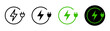 © Vasyl Yurlov - Battery charge icon. Charge indicator symbol. Electric power charging icons set with lightning bolt and plug. symbols indicator. Vector