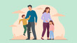 © RAIXEL - Parents separated with children, representing divorce and family custody