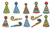 © flavia - Collection of colorful party hats and noisemakers for joyful celebrations