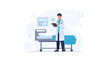 © Dipa - Doctor using tablet with medical data on screen in hospital room with bed