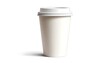 © About - A white paper coffee cup with a closed lid on a plain background