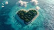 © Francheska - island shaped like a heart surrounded by turquoise water generative ai