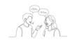 © RohimanMan - Continuous line drawing of a man and a woman having a conversation.