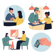© Rambo - People interacting in business settings.