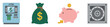 © Maestro - Comprehensive collection of financial service icons for banking, savings, and security needs including ATM, money bag, piggy bank, and vault for various business applications and resource