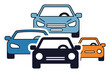 © Maestro - A dynamic group of diverse cars depicted in a frontfacing perspective, representing various transportation, automotive, and urban mobility concepts.