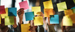 © Hathairat - Sticky note brainstorming collaboration team planning idea colorful office sticky note brainstorming collaboration team planning idea colorful