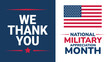 © Zavivec - We thank you national military appreciation month patriotic banner with american flag honoring service members veterans gratitude and national pride