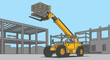 © zeklin - Yellow construction telescopic handler lifting pallet.