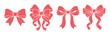 © Caleb - Pink ribbon bow vector set, elegant coral silk gift bows for wedding invitations, feminine decorative knots collection for greeting cards and packaging