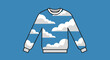 © Jemi - Dreamy Cloud Patterned Sweater Illustration On Blue Background