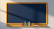 © Madictory - Classic blue chalkboard with colorful chalk, a blank canvas for education and creative expression