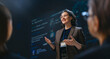 © Konstantin Yuganov - Confident Female Speaker Giving Innovative Technology Presentation at Conference