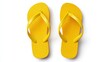© Harry - A pair of bright yellow flip flops on a white background