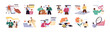 © Paper Trident - Business development concept set. Team is meeting, planning work, solving problems and achieving success. Employees do analysis, research and teamwork. Flat isolated vector illustrations on white