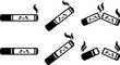 © DesignVectX - Black and white kawaii smoking cigarette icons with happy faces in various poses