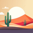 © polo - Désert au Crépuscule avec Cactus Solitaire et Dunes de Sable