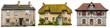 © Ali - A charming collection of traditional European stone and thatched roof cottages, isolated on a transparent background.