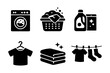 © Ксения Омельченко - Laundry household icon set simple black silhouette flat vector illustration
