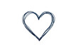 © Krtola  - Hand drawing navy blue scribbled heart outline, illustrating love, romance, and care concept on transparent background