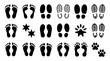 © Sidratul Muntaha - Human bare walk footprints and shoes kids feet vector set footsteps icon for trail path walking route and follow direction illustration