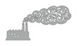 © Aralan - Silueta de fábrica industrial con humo ornamental, concepto de contaminación ambiental creativa, ilustración de planta de energía con patrones florales