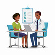 © Create of God - Doctor and female patient reviewing checklist on clipboard with doctor s office