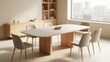 © Wladimir - Elegant contemporary interior design featuring a large wooden dining table and chairs in a sunlit minimalist room