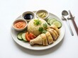 © JetHuynh - hainanese chicken rice singapore style, photorealistic, white background