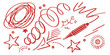 © Debashish - Hand drawn lettering and a red heart symbol form a festive holiday design for a Christmas or Valentine card illustration featuring a decorative frame and vector pattern shape