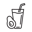 © NASRIN - A glass of beverage with a straw and a sliced avocado nearby