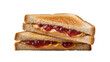 © Luca - Isolated delicious peanut butter and jelly sandwich stacked halves on golden toasted bread