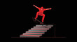 © Maftah - Dynamic Skater Jumps Stairs With Bold Red Monochromatic Style