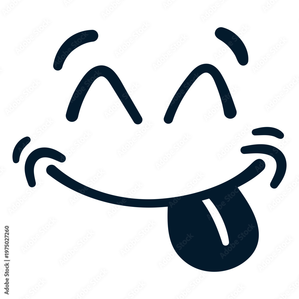 Smiling face with a tongue sticking out Stock Vector | Adobe Stock