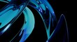 © Santy Valdes - Abstract shiny blue liquid glass helix structure flowing on a dark background