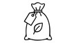 © MST JOBEDA - Minimalist vector icon illustration of an organic seed sack or fertilizer bag featuring a leaf symbol and price tag, ideal for agriculture, farming, eco-friendly gardening, and sustainable food.