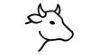 © MST JOBEDA - Minimalist cow head vector icon illustration featuring clean black line art of a bull or ox profile, perfect for agriculture, dairy farming, livestock branding, and organic food logo design.