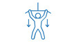 © MDLOVELU - Blue minimalist vector icon illustration of a person performing a lat pulldown exercise on a gym machine, ideal for fitness apps, workout guides, and health-related graphic design projects.