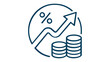 © Santilota - Market Capitalization and Financial Growth Vector Icon Illustration Featuring an Upward Arrow, Percentage Symbol, and Stacks of Coins for Crypto Fintech, Investment, and Economic Success Concepts