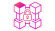© Santilota - Blockchain Security and NFT Token Vector Icon Illustration Featuring a Padlock and Connected Data Blocks in a Vibrant Gradient Style for Cryptocurrency, Fintech, and Digital Asset Protection.