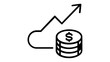 © Santilota - Financial staking line icon vector illustration featuring a stack of dollar coins and an upward trending arrow, symbolizing investment growth, profit increase, cryptocurrency earnings, and fintech
