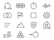© VectorGomes - Maximum ultra-simplified agile project management web icons in line art style. Symbols of sprints, workflows, and task management. Clean black and white vector illustration with editable strokes for p