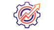 © Abu Md Nayeem Khan - Scalable vector icon illustration featuring a gear and rising arrow graph, symbolizing disruptive technology, business growth, industrial efficiency, innovation, and startup success in flat style.