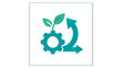 © Abu Md Nayeem Khan - Seed funding and startup growth vector icon illustration featuring a green gear with a sprouting plant and circular arrows, symbolizing sustainable business development, innovation, and investment.
