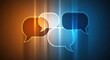 © Shopibizz - Sleek 3d translucent speech bubbles with glowing edges on gradient background for business communication theme