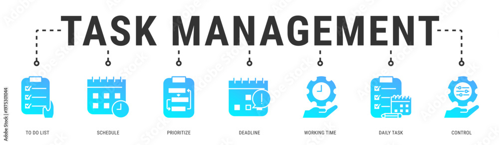 Task Management web banner icon vector illustration with To Do List ...