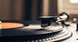 © Smart - Close-up of a vintage vinyl record player needle on a spinning black record.